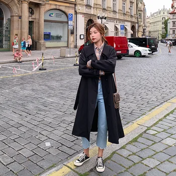 

Spring Trench Coat Women 2020 New Mid-length Korean Version Of Loose Women's Coat Over The Knee Casual Windbreaker Moda Mujer