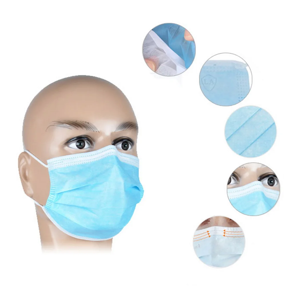 

3 Layers Non-woven Anti Dust One Time Masks PM2.5 Safety Masks Face Care Elastic Ear-loops Ship From Spain