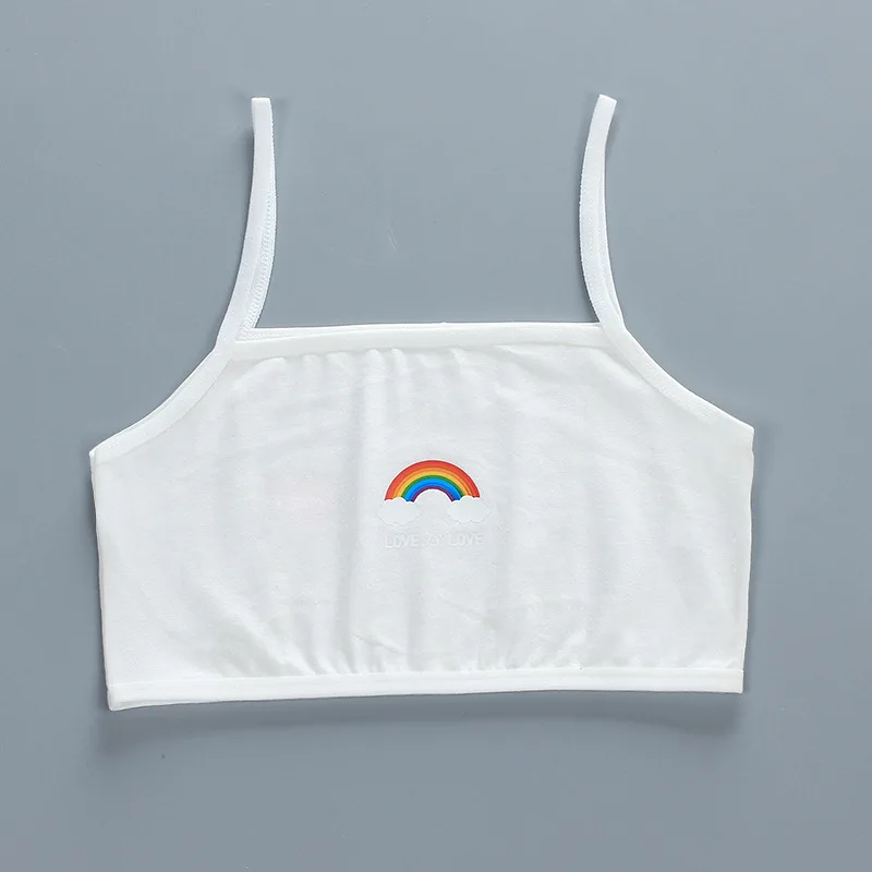 Girls Brassiere Underwear Cotton Kids Bra Rainbow Design Adolescente Girls Training Bras Breathable Teenage Girl Tops Crop 7-16Y, training bra, cotton bra, crop top