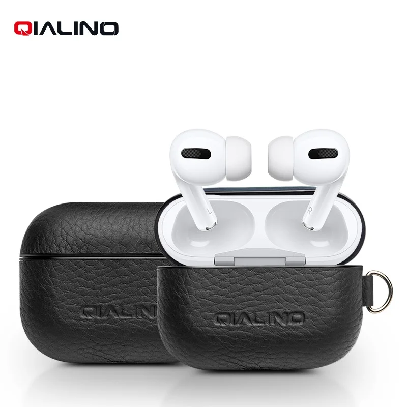QIALINO чехол из натуральной кожи для Apple AirPods Pro, мягкий силиконовый чехол с защитой от потери, мини-карман для Apple AirPods 3, ультратонкая сумка
