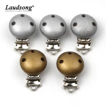 

5PCS 30MM Gold / Silver Color Wooden Metal Bracket Nipple Cip For DIY Baby Pacifier Chain Teether Chain Making Accessories