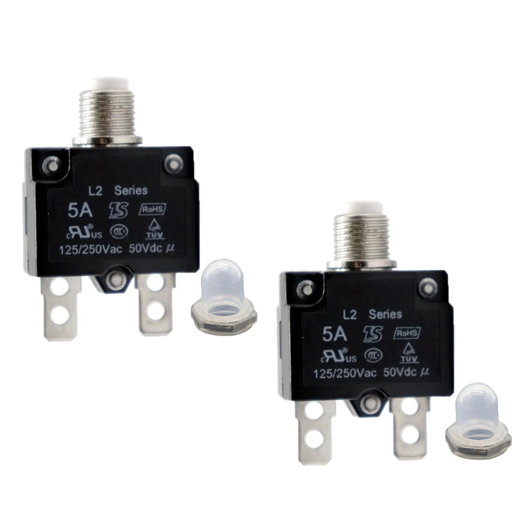 2pcs 5A Circuit Breaker Overload Protector Switch Fuse Resettable 125/250V