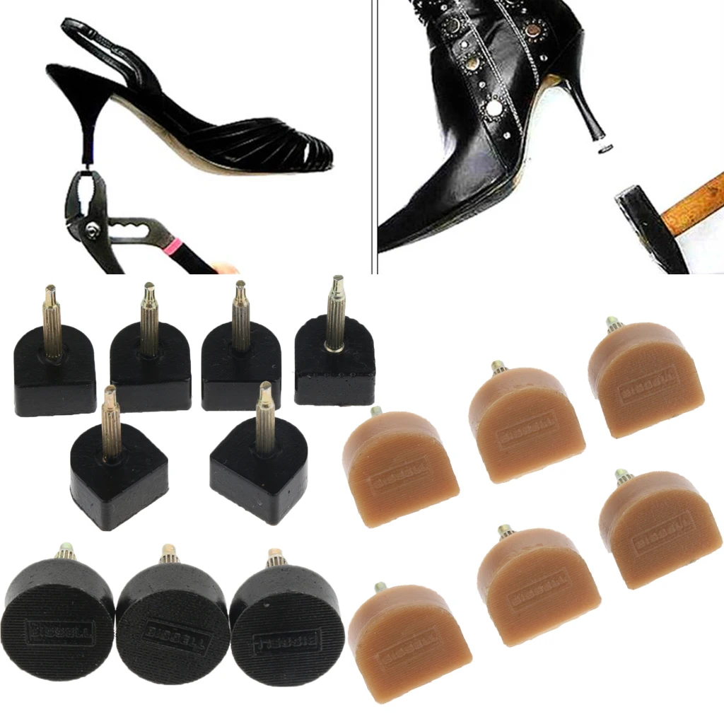 LEONTOOL Lot De 24 Paires D'embouts De Rechange Pour Talons Hauts Avec Pince De Retrait De Talon Aiguille De 15,2 Cm, Kit De Réparation De Chaussures Pour Femme, 6 Tailles (8 à