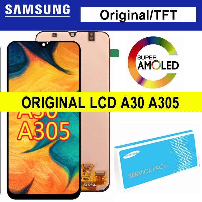 

6.4" TFT/Super AMOLED LCD with Frame for SAMSUNG Galaxy A30 A305/DS A305F A305FD A305A Touch Screen Digitizer Assembly