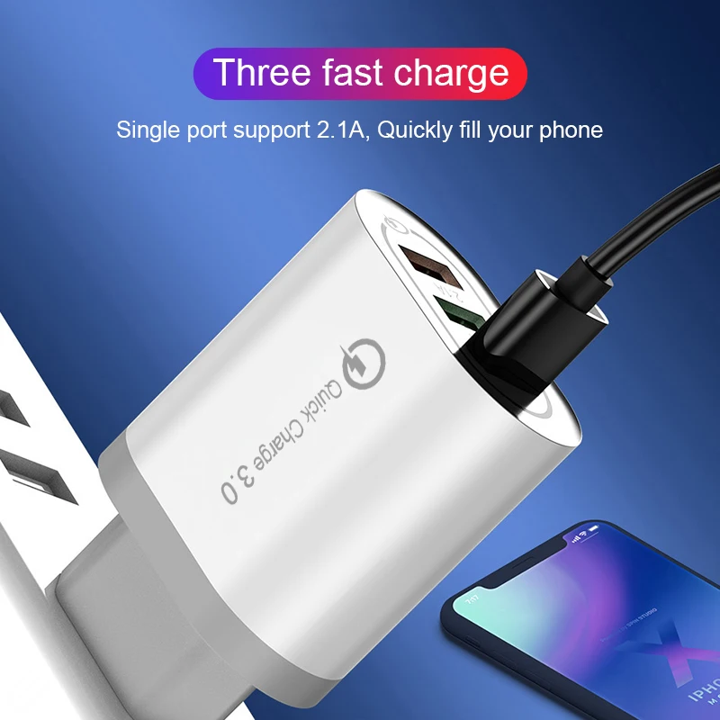 Зарядное устройство для телефона 3 порта USB 3A Max умное быстрое зарядное устройство для путешествий настенное зарядное устройство адаптер для iPhone samsung Xiaomi Redmi Note 7 8 Adapte