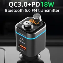 Cden voiture lecteur MP3 Bluetooth 5.0 récepteur FM transmetteur pd18w USB-C chargeur de voiture U disque musique téléphone lecteur