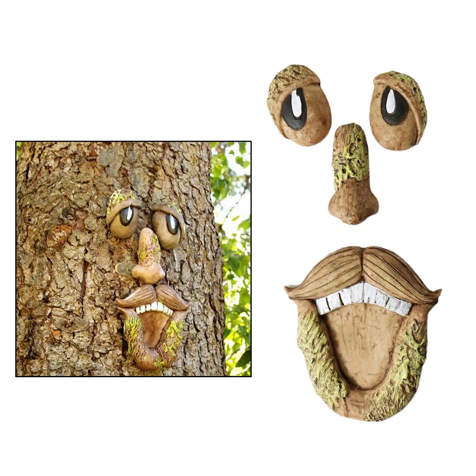 Tree Faces Decor Outdoor,Old Man Wild Bird Feeder Tree Hugger Statues in The Dark Eyes Garden Decor Yard Art