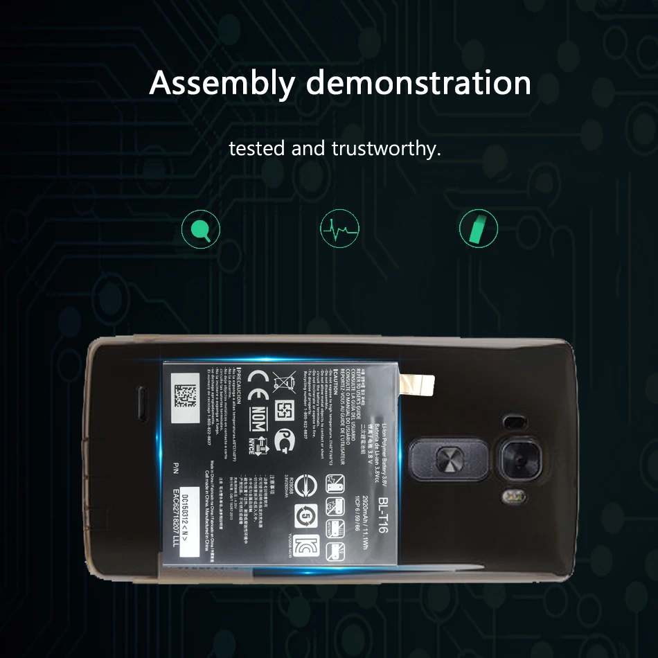 Настоящий объект протестирован BL-T16 3000 мАч мобильный аккумулятор для LG G Flex 2 Vu 4 Vu4 H950 H955 H959 BL T16