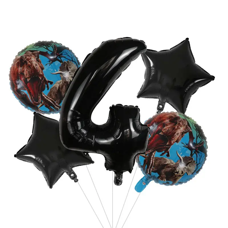 5 шт. 18 дюймов круглый динозавр фольгированные шары 30 дюймов номер шар День Рождения Вечеринка Юрского периода Декор животных воздушные шарики, детские игрушки мяч