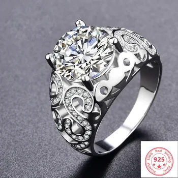 

S925 Sterling Silver Color 2 Carat VVS2 Diamond Ring for Women Anillos De Bizuteria 925 Silver Jewelry Real Diamond Ring Box