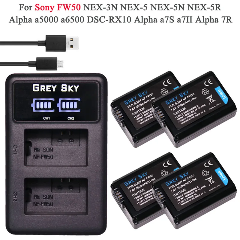 Аккумулятор для цифровой камеры sony NP-FW50 NP FW50 + зарядное устройство USB с ЖК-дисплеем
