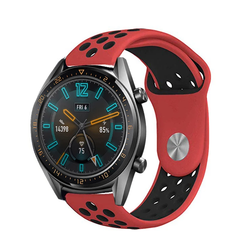 Red-black 22 мм часы браслет для huawei GT часы мягкий резиновый ремешок Спортивные повязки для samsung Galaxy Watch 46 gear S3 ремешок на запястье - Цвет ремешка: Red-black