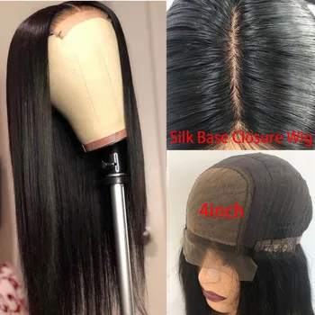 

Fabwigs Silk Base Closure Wig Human Hair Wigs 180 Density 4X4 Lace Closure Wig Straight Silk Top Lace Front Wigs PrePlucked Remy