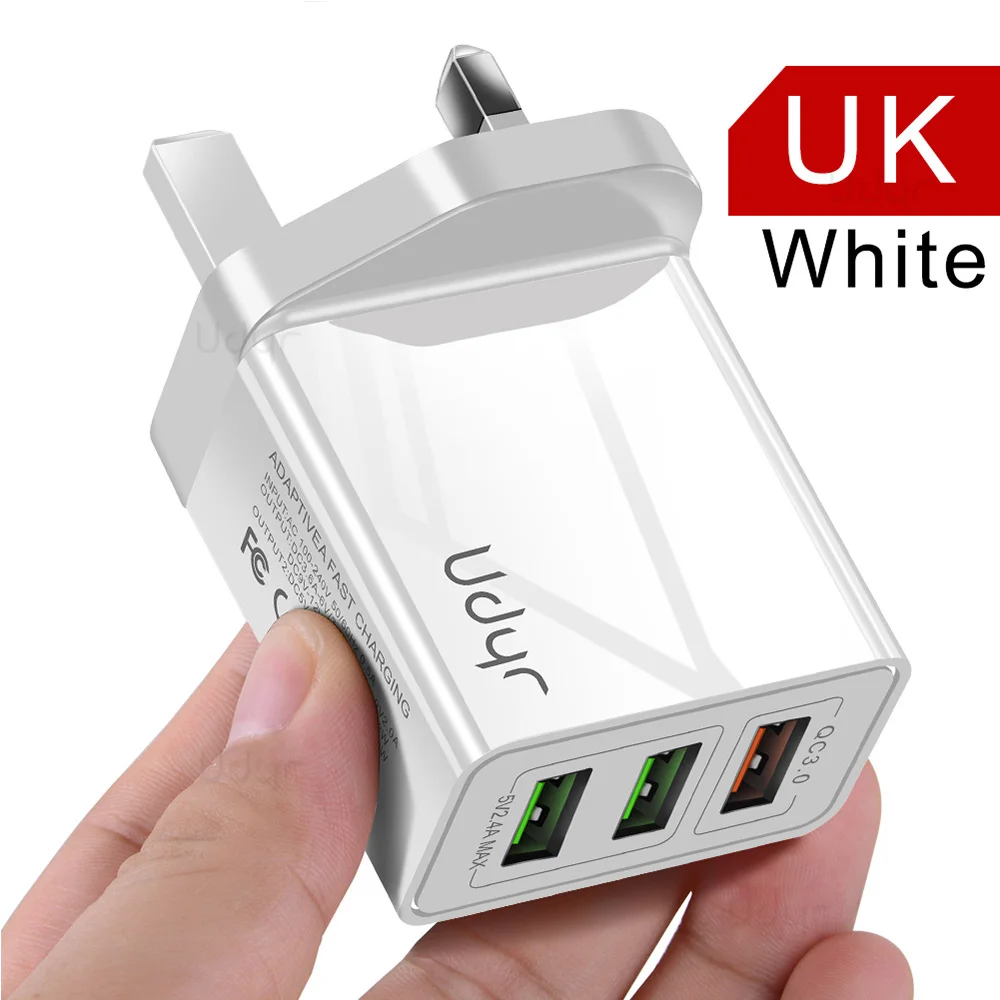 UK White Быстрая зарядка 3,0 USB зарядное устройство 30 Вт QC3.0 Supercharge Быстрая зарядка мульти разъем зарядное устройство для мобильного телефона для iPhone 7 11 samsung Xiaomi - Тип штекера: UK White