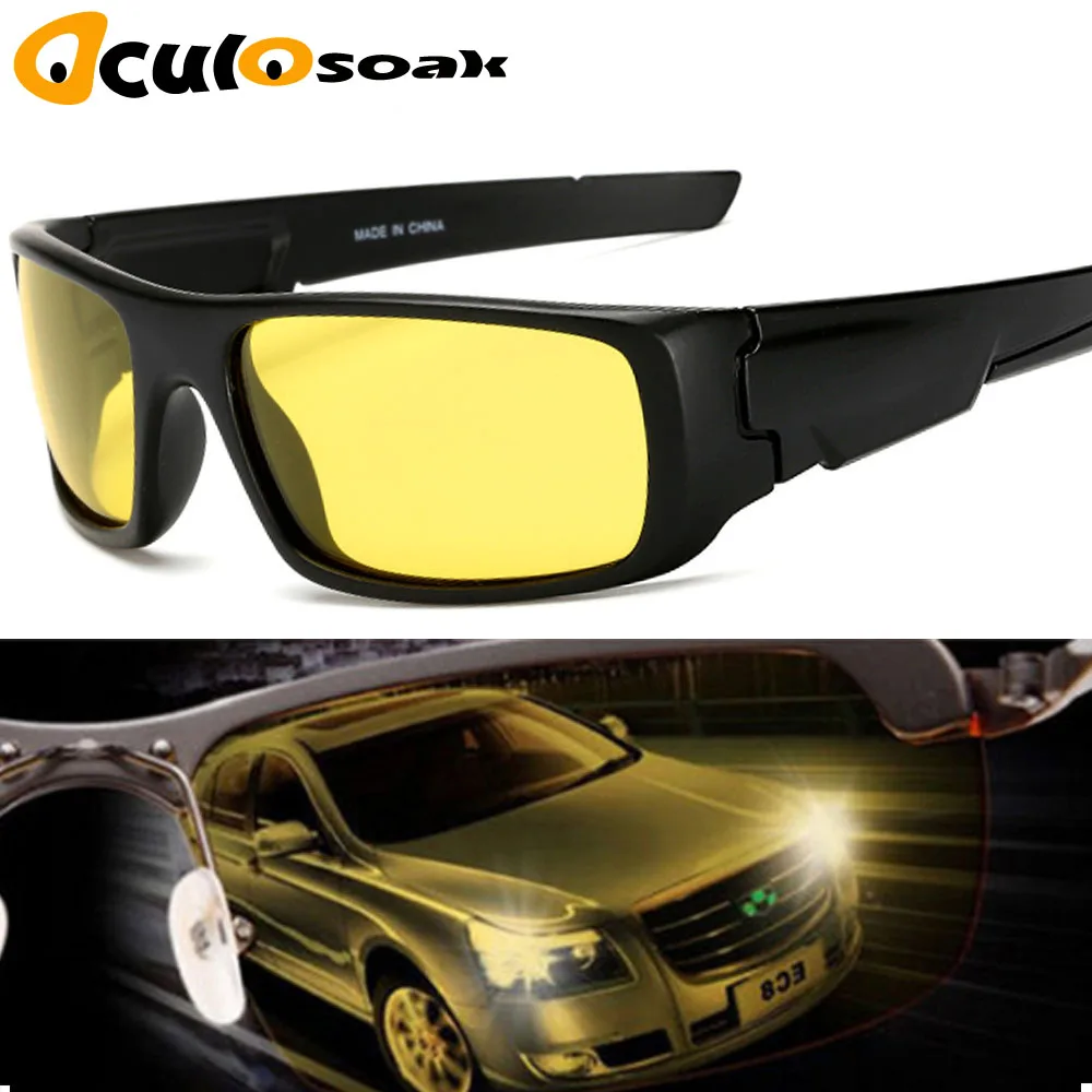 

Polarized Night Driving Glasses For Men High Quality Anti Glare Safety HD Night Vision Square Sunglasses Eyewears Gafas