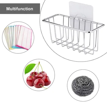 

Kitchen Racks Durable Practical Stainless Steel Sponge Holders Sink Caddy Drain Shelf Sponge Storage Organizer For Still Life