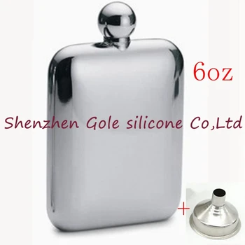 

200pcs Stainless Steel Hip Flask 6oz/170ml Outdoor Portable Hip Flask Mirror Polished Wine Pot Alcohol Flagon with Funnel