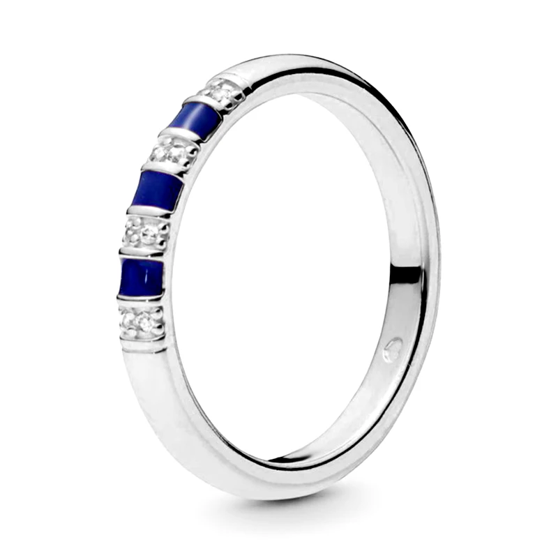 JZ098-Silver SEIALOY розовое золото циркон вечные бренды кольца для мужчин и женщин пара дружбы голубое кольцо с полосками Свадебные обручальные ювелирные изделия подарок - Цвет основного камня: JZ098-Silver