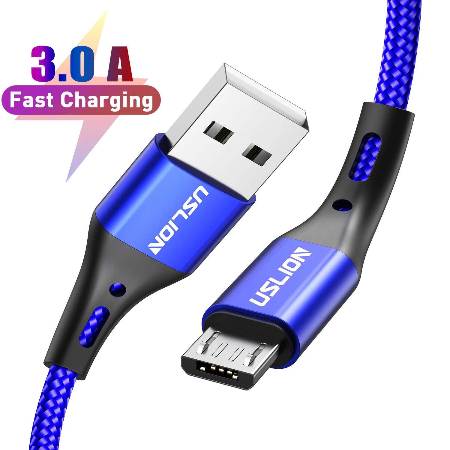 USLION Micro USB Cable Fast Charging for Samsung Xiaomi 3.0A Data Cable Micro USB Charging Cord for Huawei USB Cable for Phone