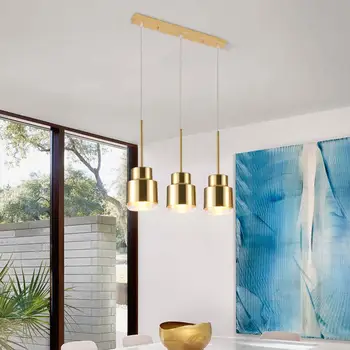 

Nordic Led Pendant Light Fixtures Copper Design Kitchen Bar Dinning Room Shop Hanging Lamp Decoration Home Lighting Metal E14