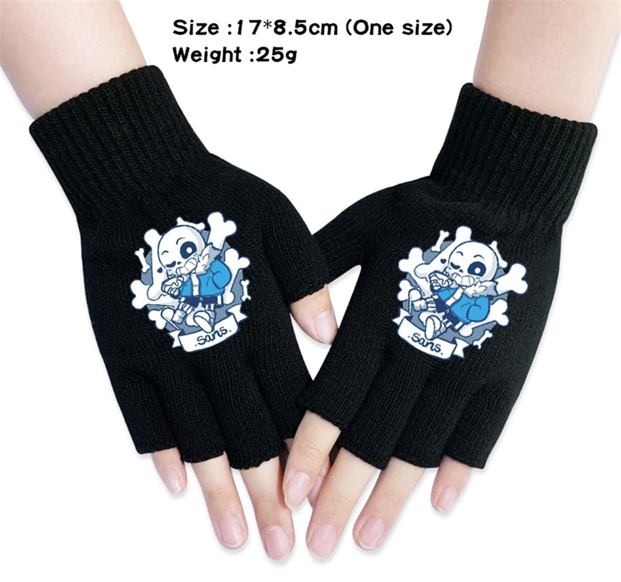 Вязаные перчатки с героями мультфильмов для мальчиков и девочек; осенне-зимние теплые черные модные Варежки Унисекс для косплея; подарок; Otaku - Цвет: F