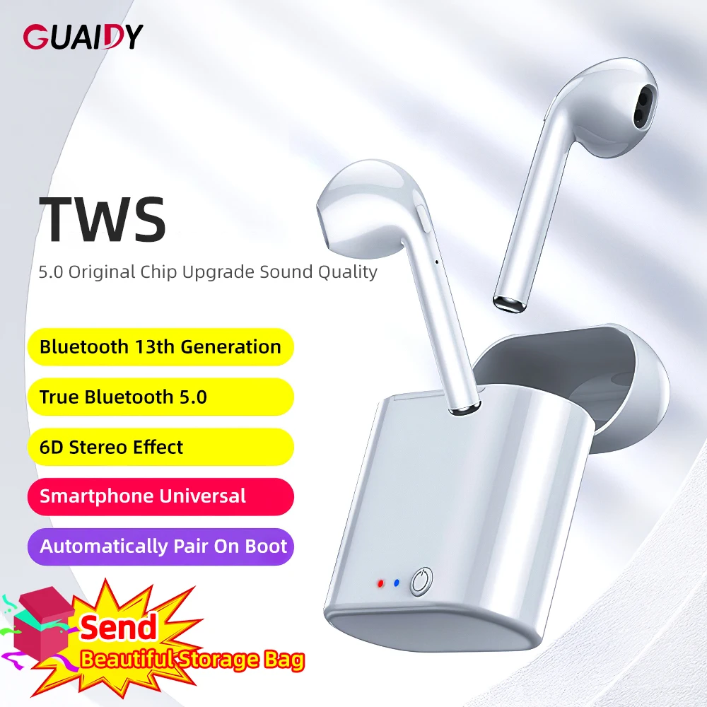 6D Stereo i8 Bluetooth Earphone TWS In Ear Wireless For iPhone Samsung Huawei Charging Box Earbuds Handsfree Call Headsets