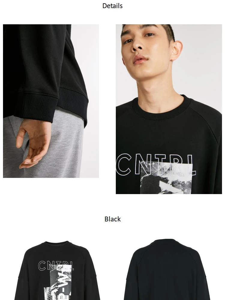 JackJones мужские хлопчатобумажные вышитые буквы печати Повседневный свитер Топ Мужская одежда 218333575