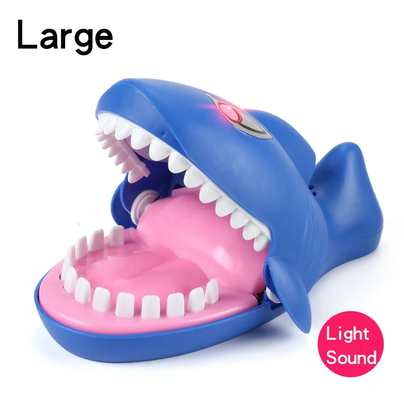 Large Shark Light Дети Большой крокодил, акула рот дантиста кусает за палец игра Новинка шутки дети мультфильм пиратский баррель семья трюк забавная игра - Color: Large Shark Light