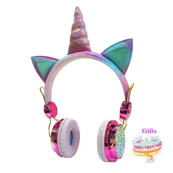 

Cute Unicorn Wired Headphone With Microphone Girls Daugther Audio Stereo Earphone Computer Mobile Phone Gamer Headset Kids Gift