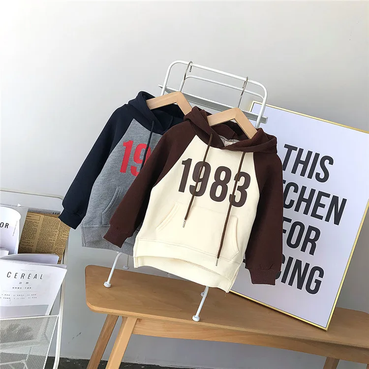 Весенняя Толстовка для девочек 1983 г., рубашка с капюшоном и длинными рукавами с принтом для детей, Футболки унисекс для мальчиков и девочек модная одежда