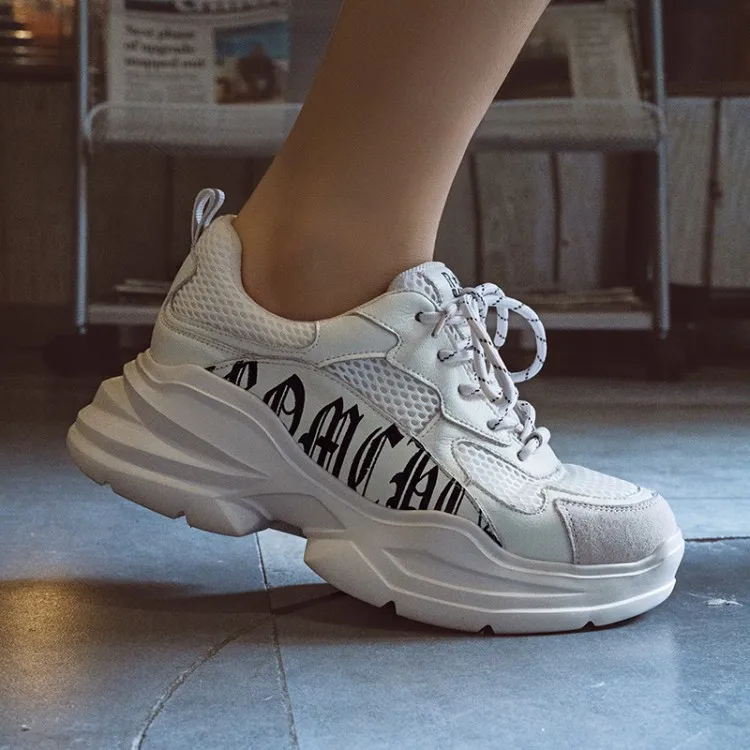 

Genuine Leather Athletic Shoes Pq928-3 Autumn And Winter Small White Shoes Casual round-Toe Platform Flat Thick Bottomed Korean-
