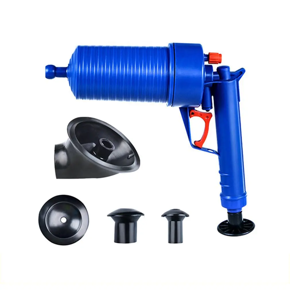 

Unblocker pipe cleaning high pressure pump toilet plunger tool with 4 adapters Neutral Plastic for WC kitchen bathroom
