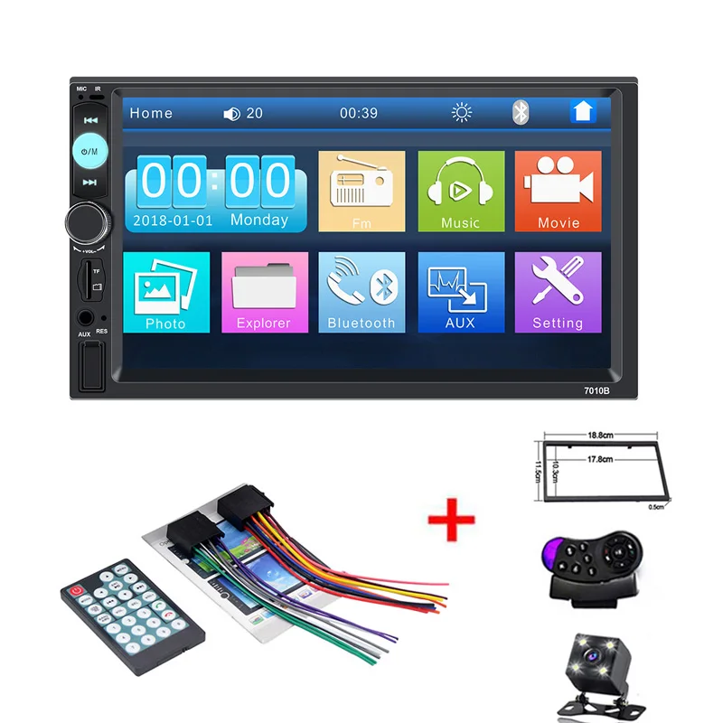 2 din автомагнитола HD " сенсорный экран mirrorlink MP5 плеер сабвуфер Авторадио Bluetooth Камера заднего вида магнитофон 7010B TF - Цвет: frame control camera