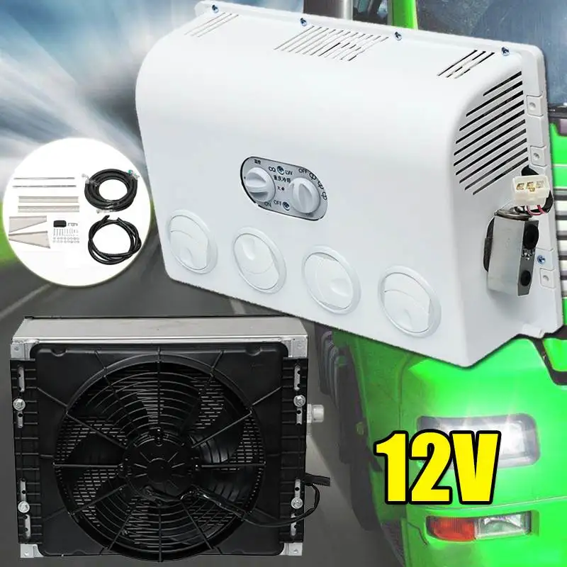

12V/24V Mini Car Air Conditioner stainless steel Multifunction Portable Wall-mounted Cooling Fan Cooler For Caravan Truck