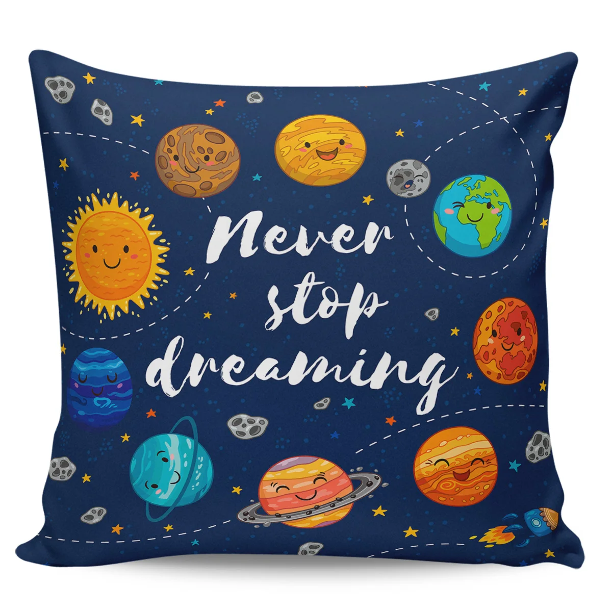 Декоративный домашний чехол для подушки с рисунком мультяшной планеты спальни