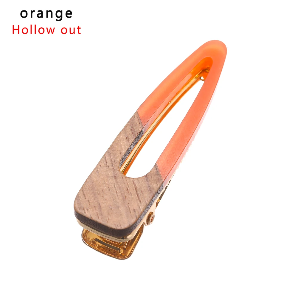 Orange 2 1 шт., модные деревянные Простые полые заколки-капельки, заколки для волос, заколки для волос, головные уборы, аксессуары для укладки волос для женщин и девушек - Цвет: Orange 2