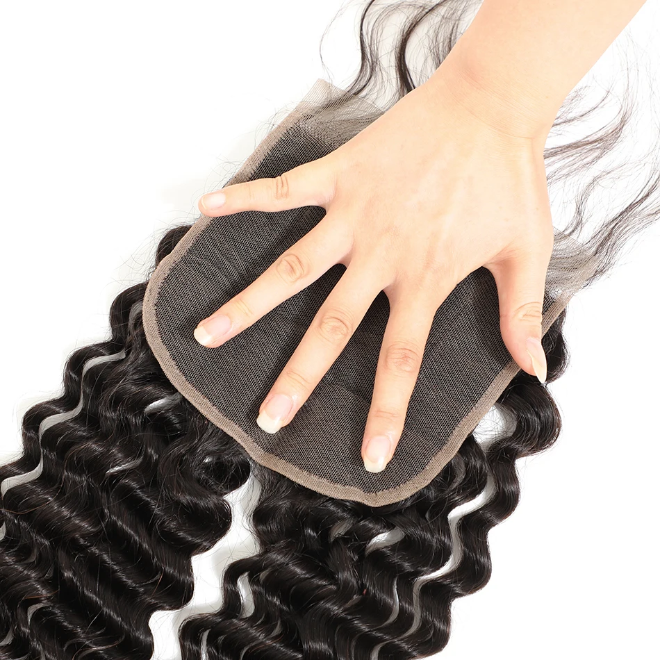 

MOBOK Brazilian Hair 6x6 Lace Closure With Baby Hair Deep Wave Bundles Free/Middle/Three Part Remy Hair Human Hair