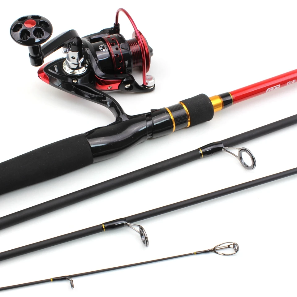 

1.8m 1.98m 2.1m 4 Section Carbon Fiber Rod Spinning Fishing Rods and Reels set Travel Rod Fast Action Fishing Lure Rod combinati