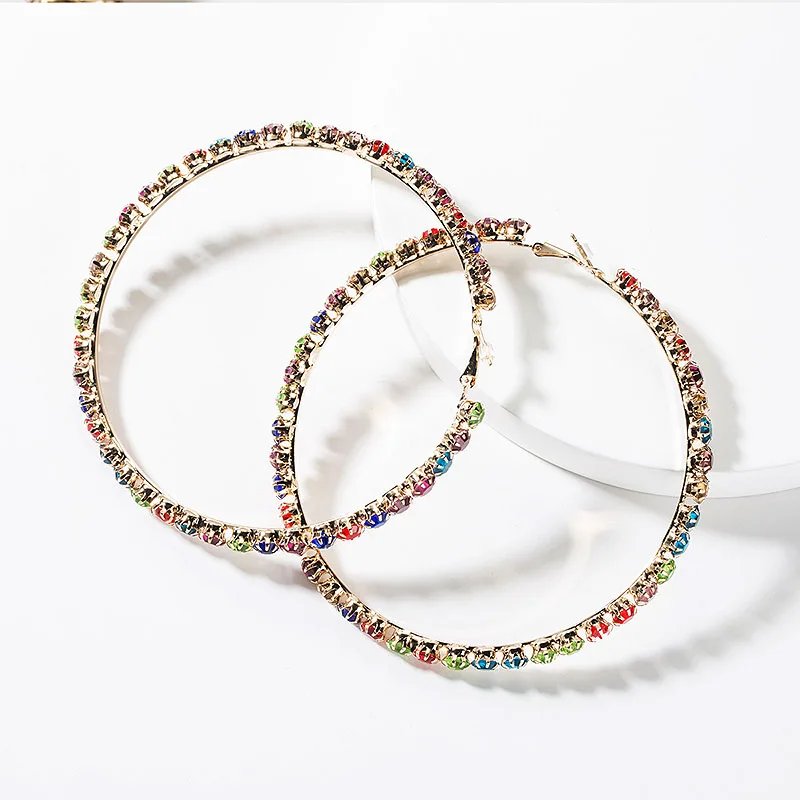 Brilliant Color Crystal Big Hoop Earrings