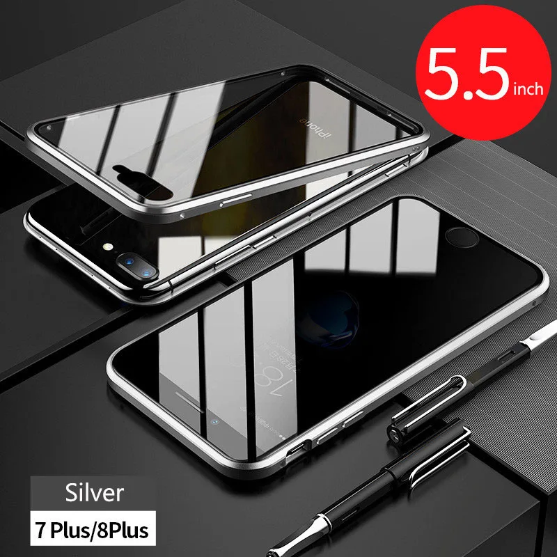 Магнитный металлический чехол для телефона для IPhone 7 8 X XS XR чехол для IPhone 7 8 Plus XS MAX прозрачная Защита задняя крышка противоударный