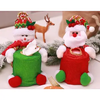 

1 PCS Christmas Tissue Box Creative Santa Snowman Dustproof Bath Tissue Cover Navidad 2021 Xmas Decoration For DIY Home Decor