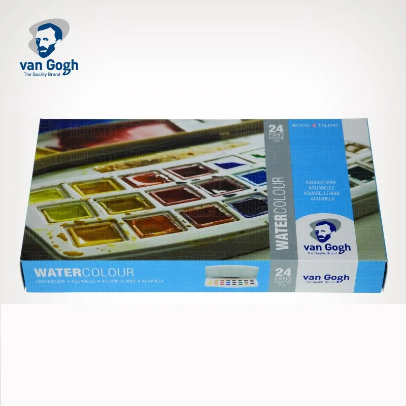 Van Gogh Portable Solid Watercolor 24 Colors Professional Watercolor Paint Set Painting Materials Drawing Art Supplies
