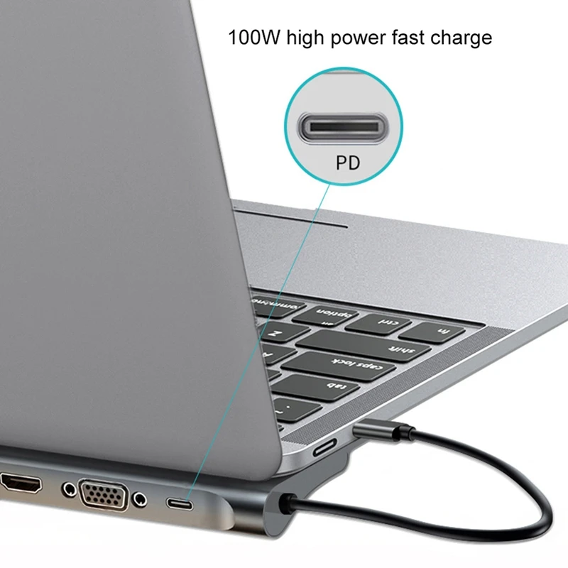 USB C концентратор для USB3.0 TF SD ридер HDMI VGA RJ45 3,5 аудио мини DP док-станция для MacBook Pro USB-C type C 10 портов USB C концентратор