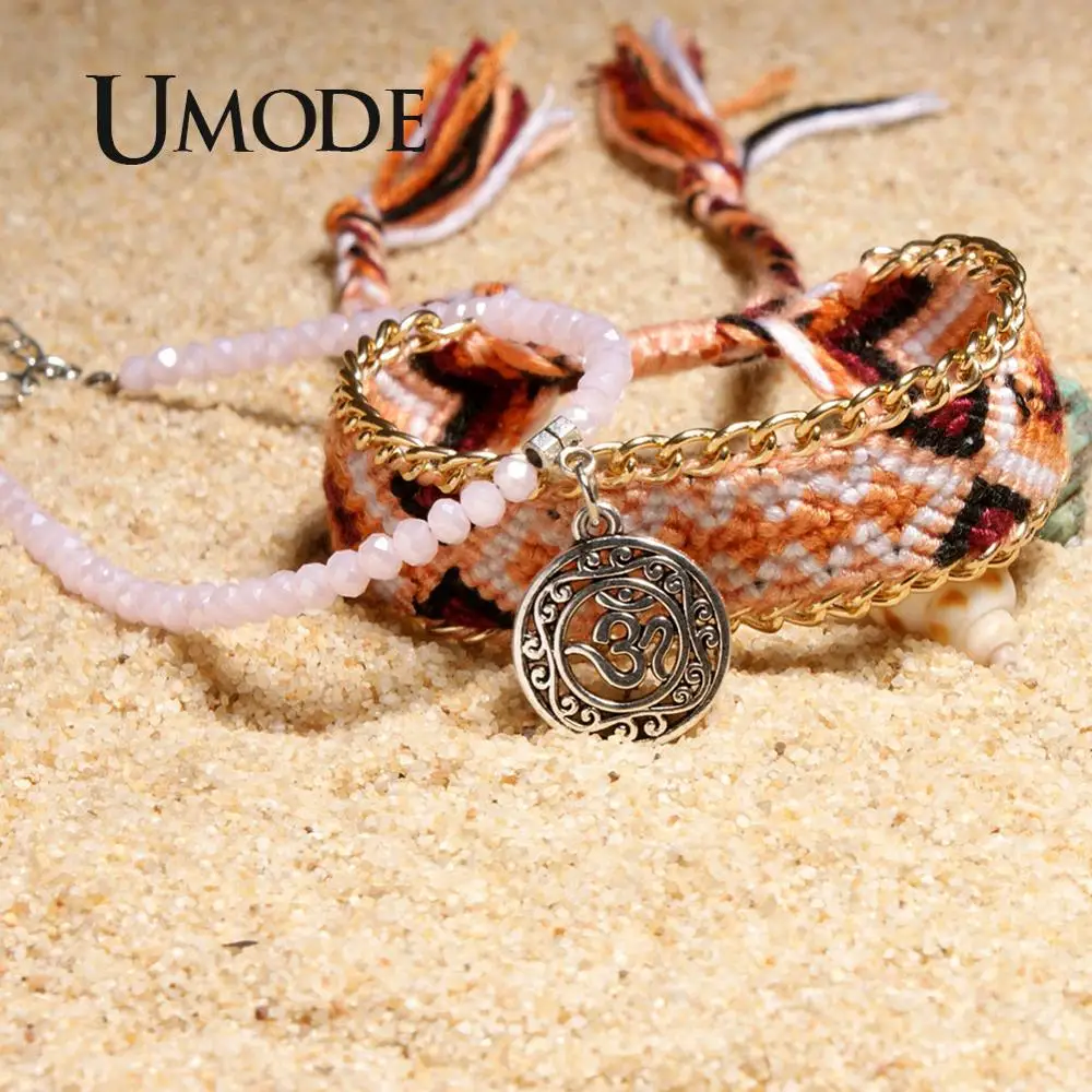 UMODE очаровательные ножные браслеты для девочек Vsco, набор Braclets, богемные Хрустальные Бусины, ножной браслет, сделанный своими руками браслеты женские пляжные бижутерия для ног PA0033