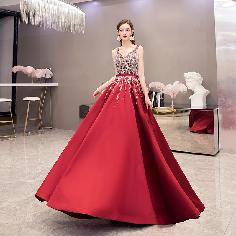 CEEWHY Vestidos de Fiesta Роскошные вечерние платья, элегантные длинные платья для выпускного вечера, вечернее платье с бусинами, вечернее платье размера плюс