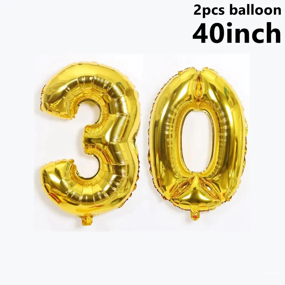 Taoup золотой черный 30 посуда для вечеринки в честь Дня Рождения Чашки тарелки полотенца покрытие стола счастливый 30 день рождения Декор взрослых родителей DIY - Цвет: 40inch 30th Balloons
