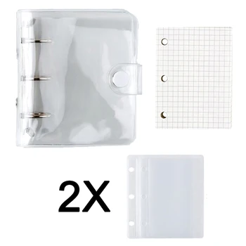 

Transparent 3 Ring Mini Loose-leaf Hand Book Student Portable Notebook Ring Binder School Office Supplies