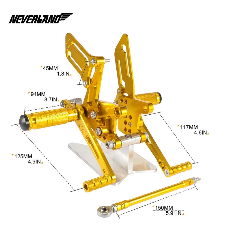 

Rearsets Left/Right Sets Moto Footrests Foot Pegs Adjustable 6063 Aluminum Alloyfor Protection Fit for Suzuki GSXR600 2000-2005