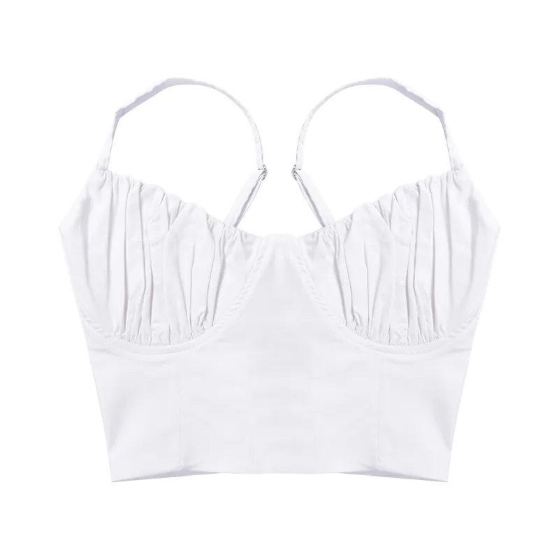 Белый Летний Тонкий короткий топ сексуальный женский без рукавов U Croptops Майки Топы однотонный черный/белый кроп-Топ обтягивающие жилеты Camisole 2 вида цветов - Цвет: Белый