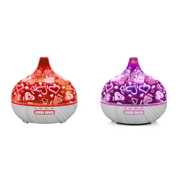 

Essential Oil Diffuser 3D Glass Aromatherapy 400Ml Diffuser Aromatherapy Oil Cold Mist Humidifier 7-Color LED Light Home Office